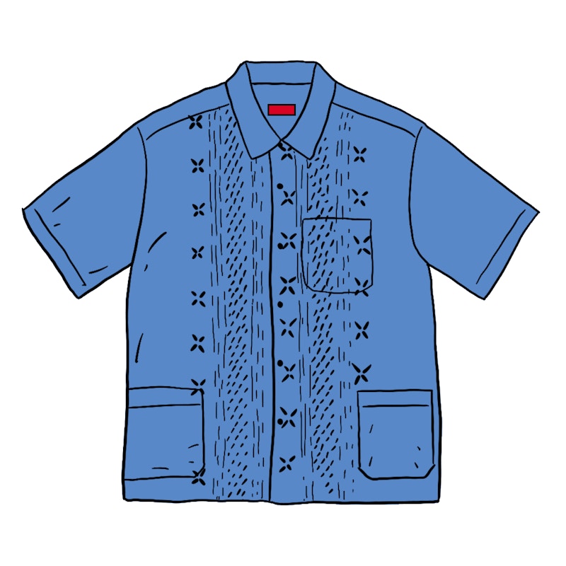 Supreme Embroidered S/S Shirt Light Blue