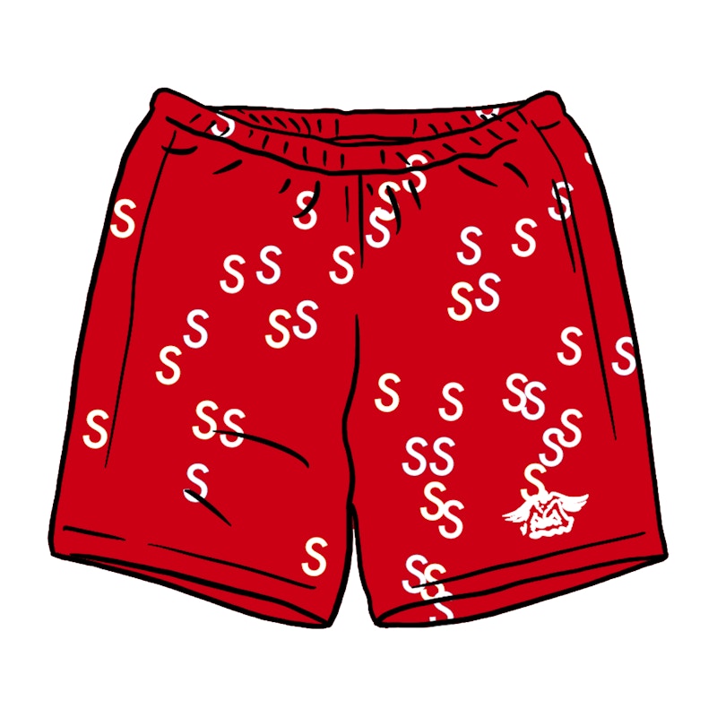 Supreme Embroidered S Sweatshort Red