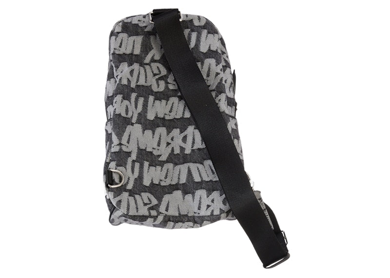 Supreme Fat Tip Jacquard Denim Sling Bag Black