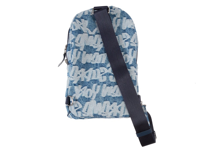 Supreme Fat Tip Jacquard Denim Sling Bag Blue