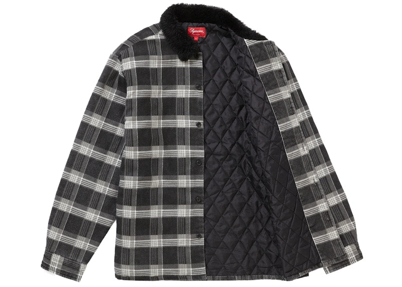 Supreme Faux Fur Collar Flannel Shirt Black
