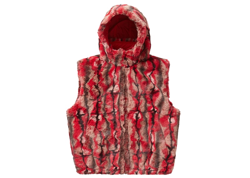 Supreme Faux Fur Hooded Vest Red