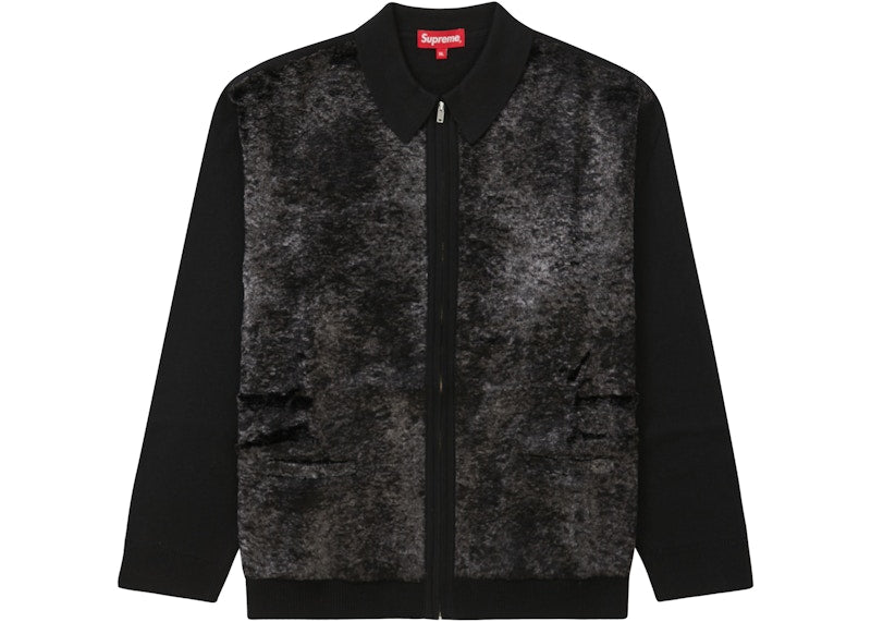 Supreme Faux Fur Zip Up Cardigan Black