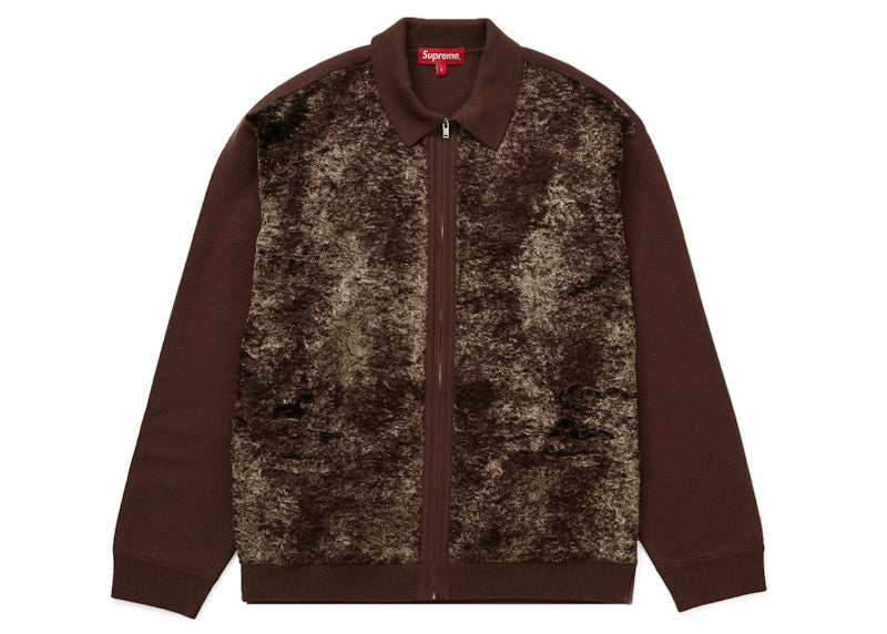 Supreme Faux Fur Zip Up Cardigan Brown
