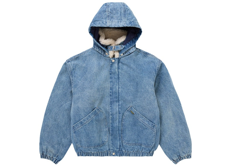 Supreme Faux Shearling Lined Bomber Jacket Denim