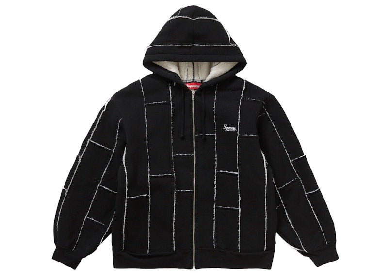 Supreme Faux Shearling Zip Up Hooded Sweatshirt Black