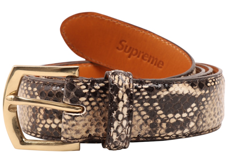 Supreme Faux Snakeskin Belt Tan