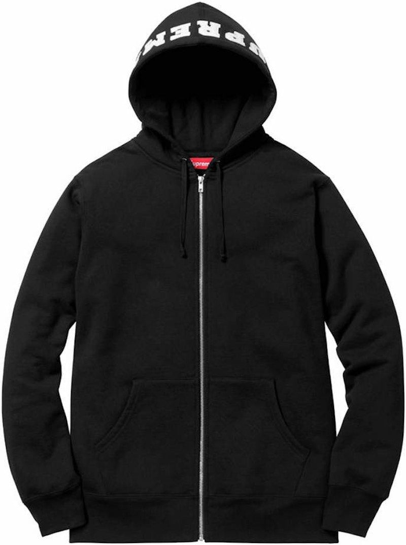 Supreme Felt Hood Logo Zip Up Sweatshirt Black