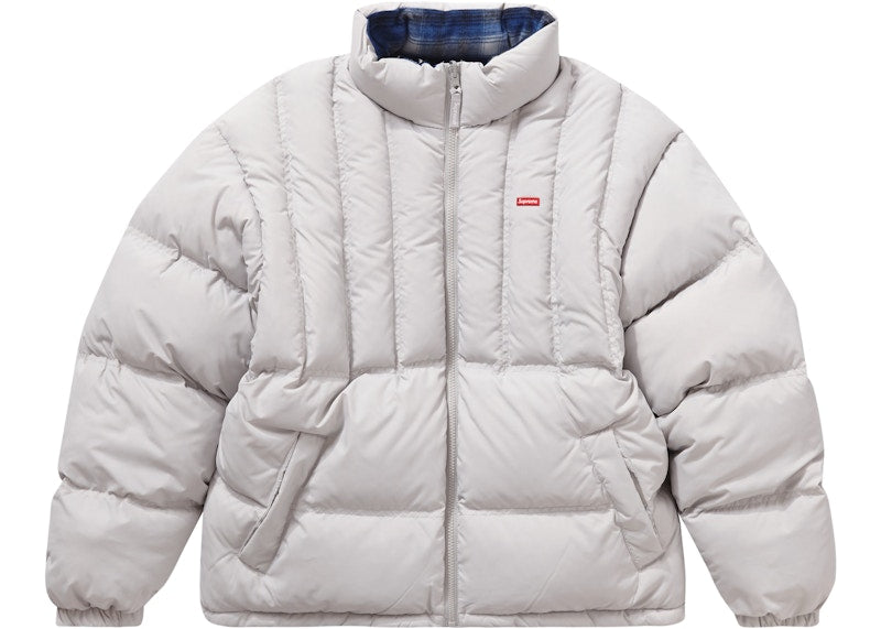 Supreme Flannel Reversible Puffer Jacket Grey