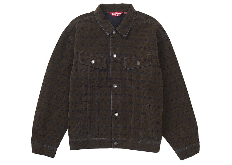 Supreme Flocked Denim Trucker Jacket Black
