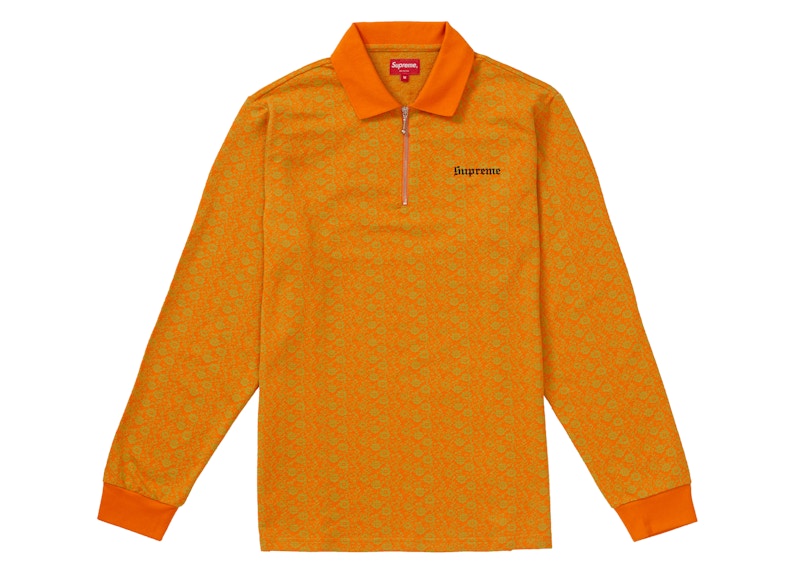 Supreme Floral Jacquard Zip L/S Polo Gold