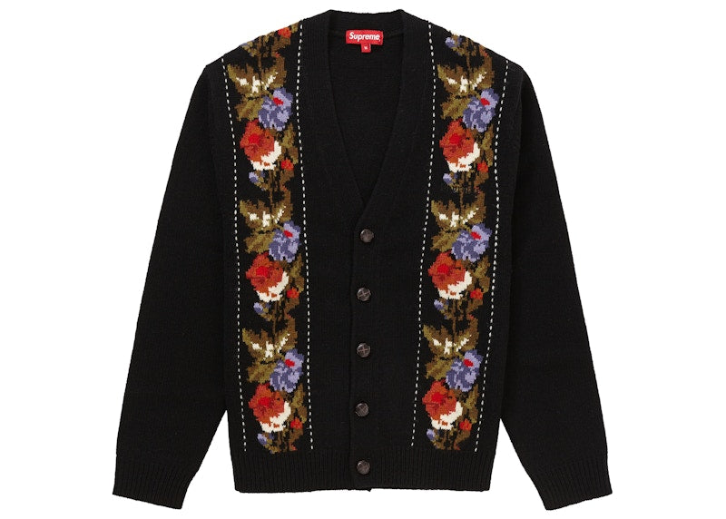 Supreme Floral Stripe Cardigan Black