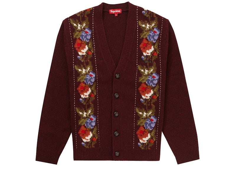 Supreme Floral Stripe Cardigan Red