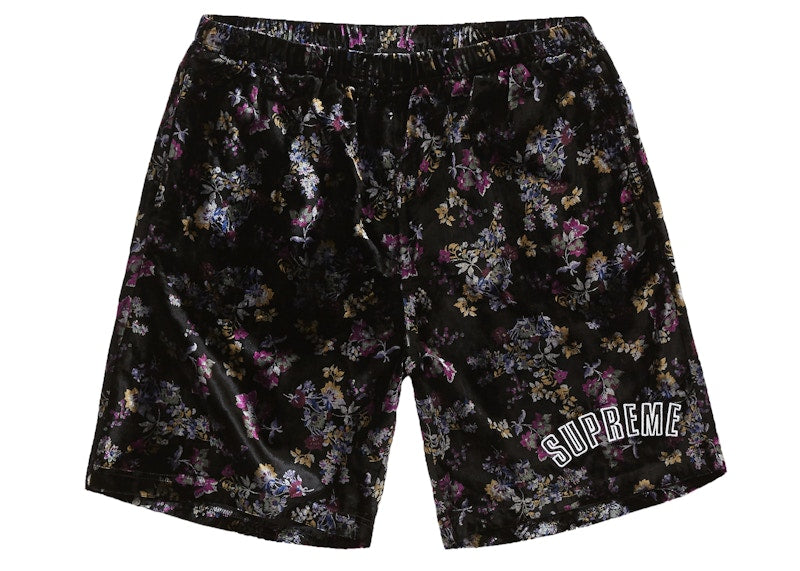 Supreme Floral Velour Short Black