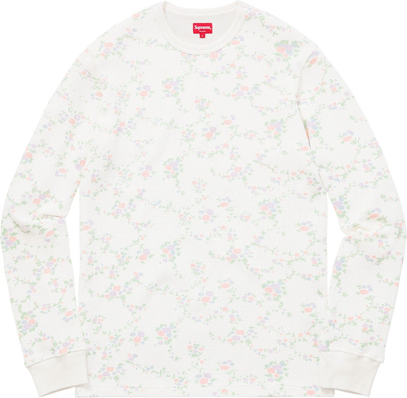Supreme Floral Waffle Thermal Top White
