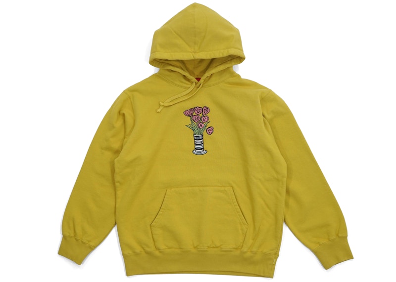 Supreme Flowers Hooded Sweatshirt Mustard