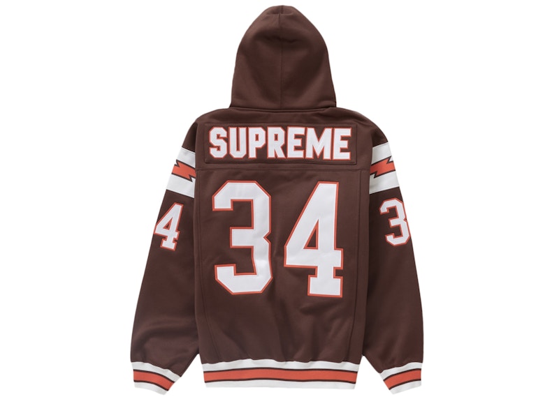 Supreme Football Zip Up Hooded Sweatshirt Brown