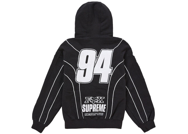 Supreme Fox Racing Zip Up Hooded Sweatshirt Black