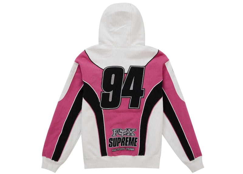 Supreme Fox Racing Zip Up Hooded Sweatshirt White