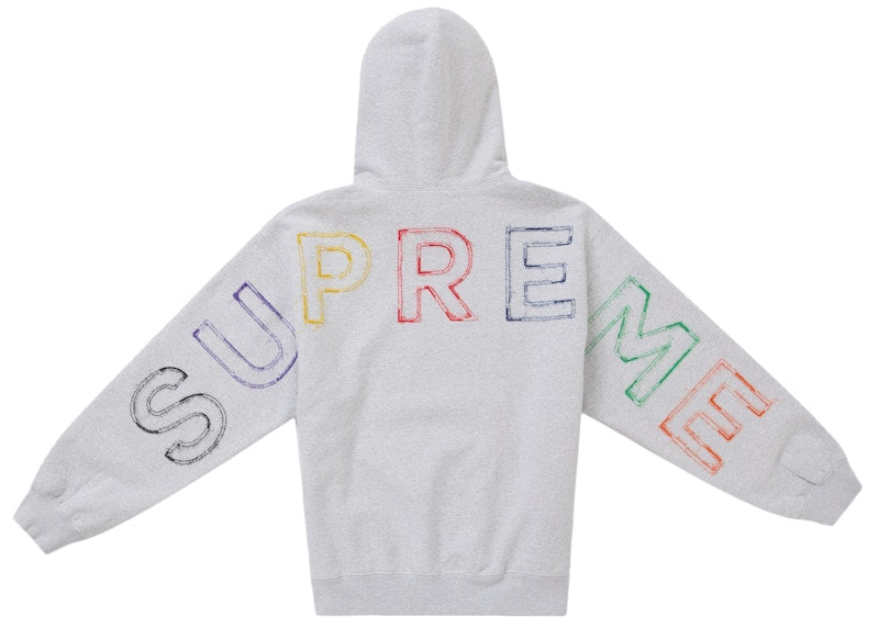 Supreme Frayed Hooded Sweatshirt Heather Grey