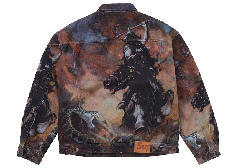 Supreme Frazetta Faux Shearling Lined Trucker Jacket Multicolor