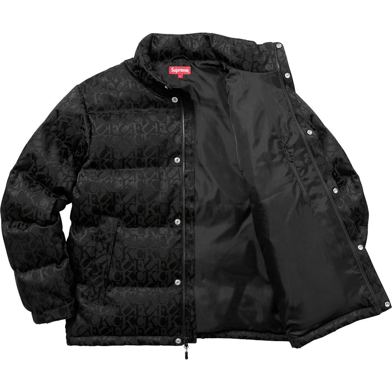 Supreme Fuck Jacquard Puffy Jacket Black