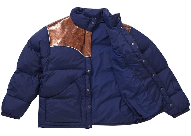 Supreme Glitter Yoke Down Puffer Jacket Navy