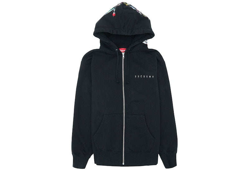 Supreme Globe Zip Up Hooded Sweatshirt Black