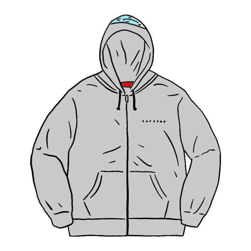 Supreme Globe Zip Up Hooded Sweatshirt Heather Grey