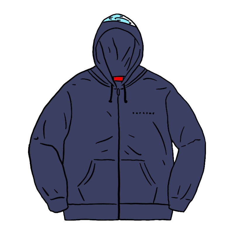 Supreme Globe Zip Up Hooded Sweatshirt Navy