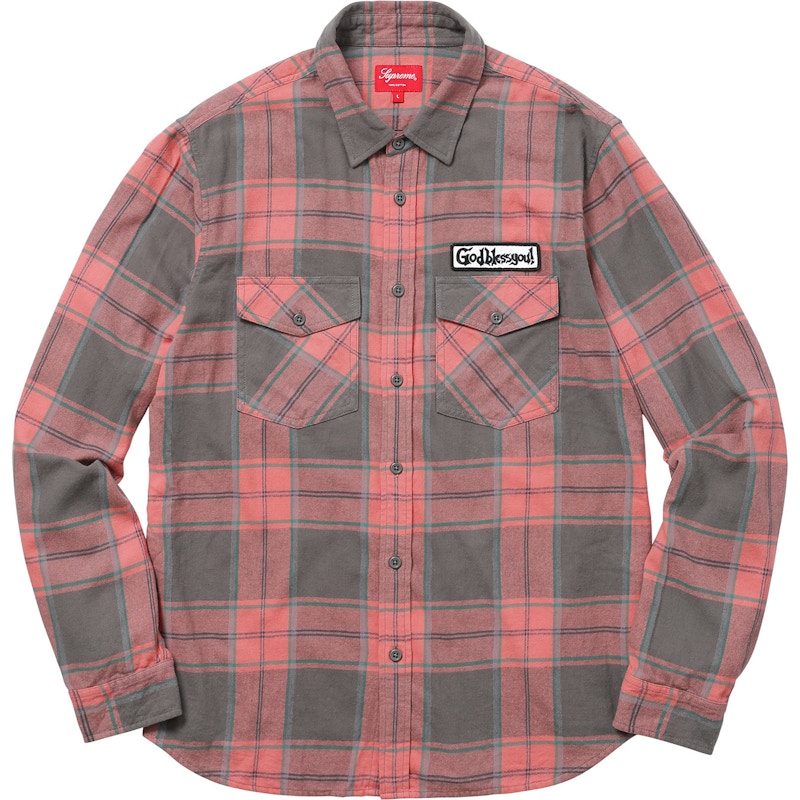 Supreme God Bless Plaid Flannel Shirt Rose