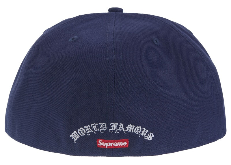 Supreme Gold Cross S Logo New Era Fitted Hat Light Navy
