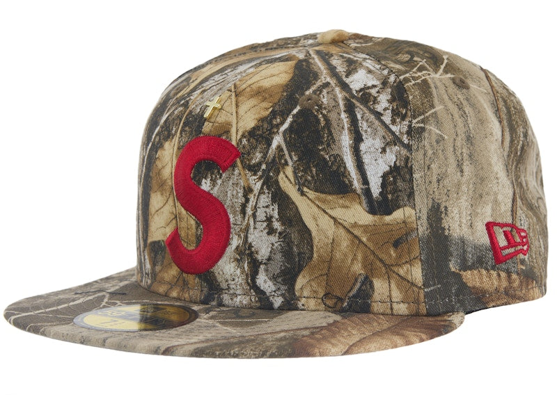 Supreme Gold Cross S Logo New Era Fitted Hat Realtree Camo