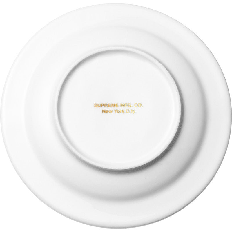 Supreme Gold Trim Ceramic Ashtray White