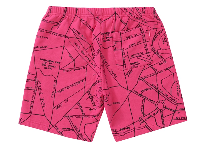 Supreme Gonz Embroidered Map Sweatshort Magenta
