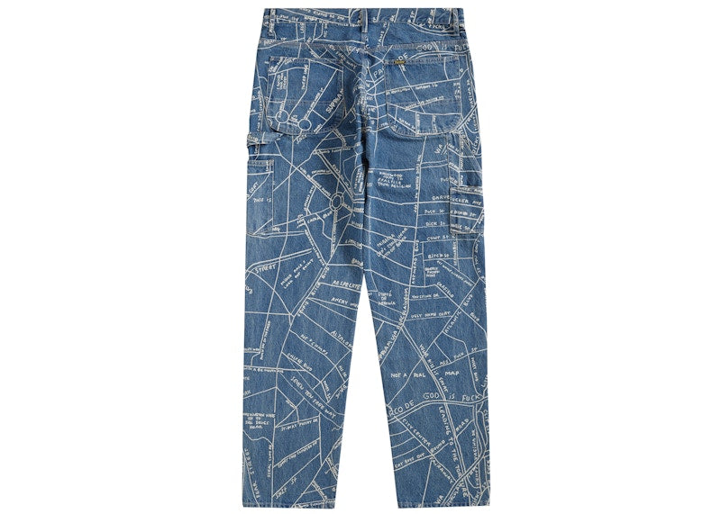 Supreme Gonz Map Denim Painter Pant Washed Blue