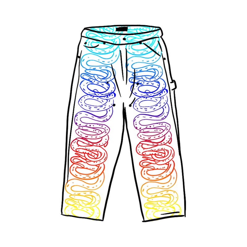 Supreme HYSTERIC GLAMOUR Snake Double Knee Denim Painter Pant White