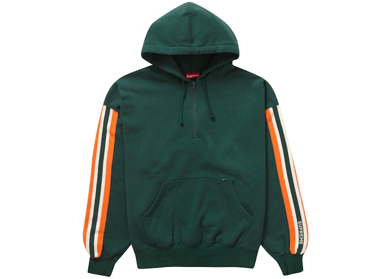 Supreme Half Zip Hooded Sweatshirt Dark Green