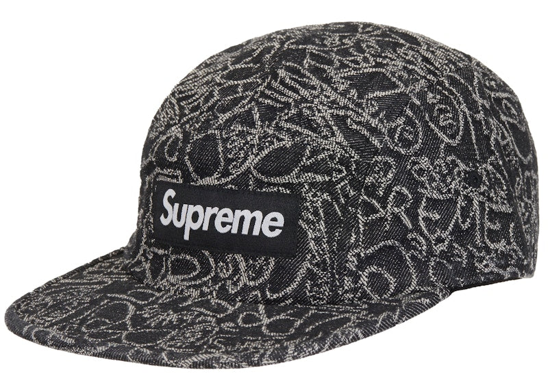 Supreme Handwriting Denim Camp Cap Black