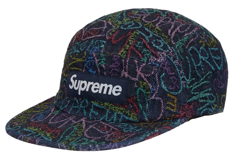Supreme Handwriting Denim Camp Cap Indigo