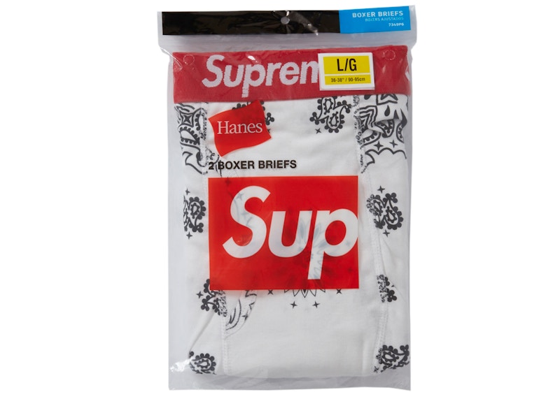 Supreme Hanes Bandana Boxer Briefs (2 Pack) White
