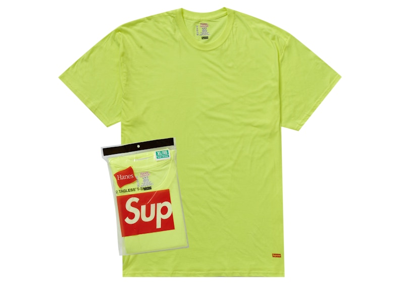 Supreme Hanes Tagless Tees (2 Pack) Flourescent Yellow