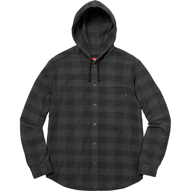 Supreme Hooded Buffalo Plaid Flannel Shirt Black