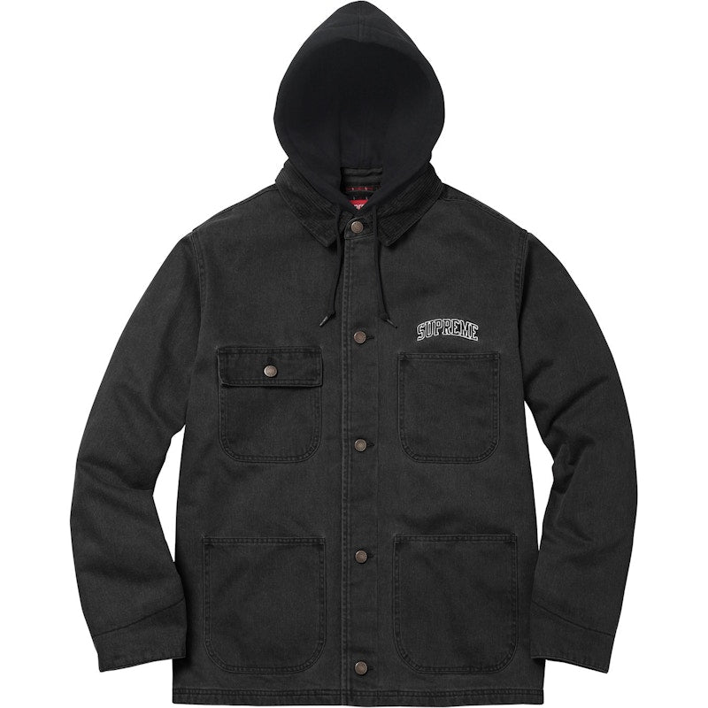 Supreme Hooded Chore Coat Black
