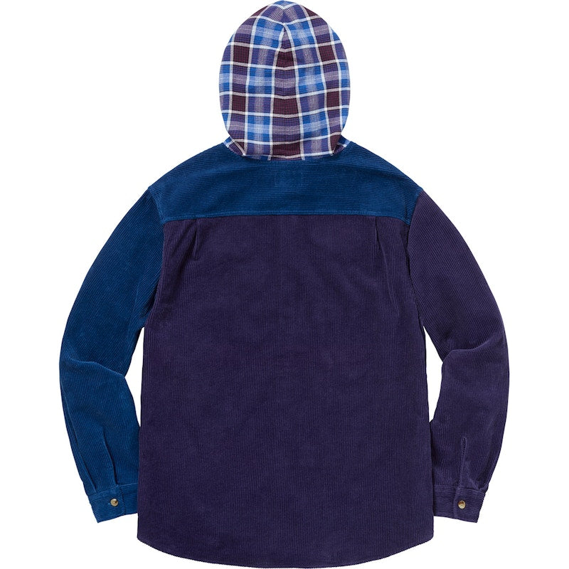 Supreme Hooded Color Blocked Corduroy Shirt Royal/Purple