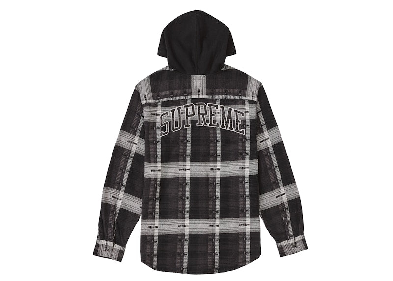 Supreme Hooded Jacquard Flannel Shirt Black
