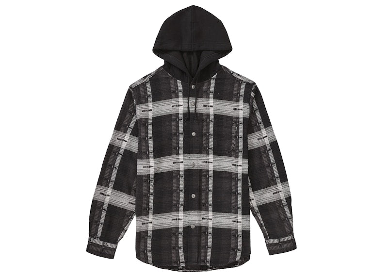 Supreme Hooded Jacquard Flannel Shirt Black