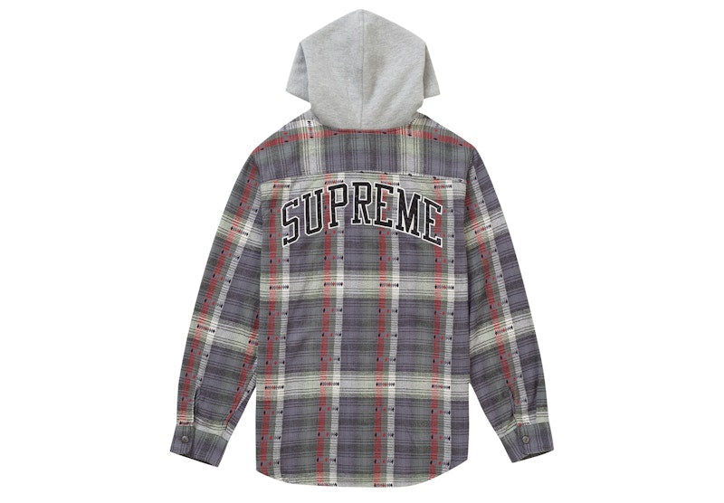 Supreme Hooded Jacquard Flannel Shirt Navy