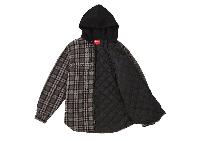 Supreme Hooded Plaid Work Shirt Black