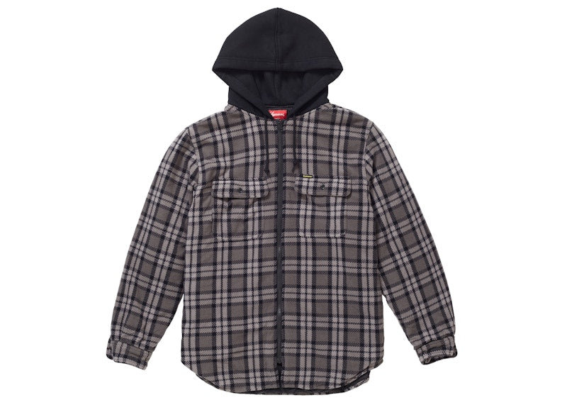 Supreme Hooded Plaid Work Shirt Black